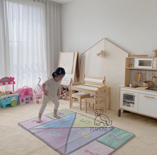 

carpets 2021 jumping lattice non-slip floor mat digital game carpet crawling children room fiber