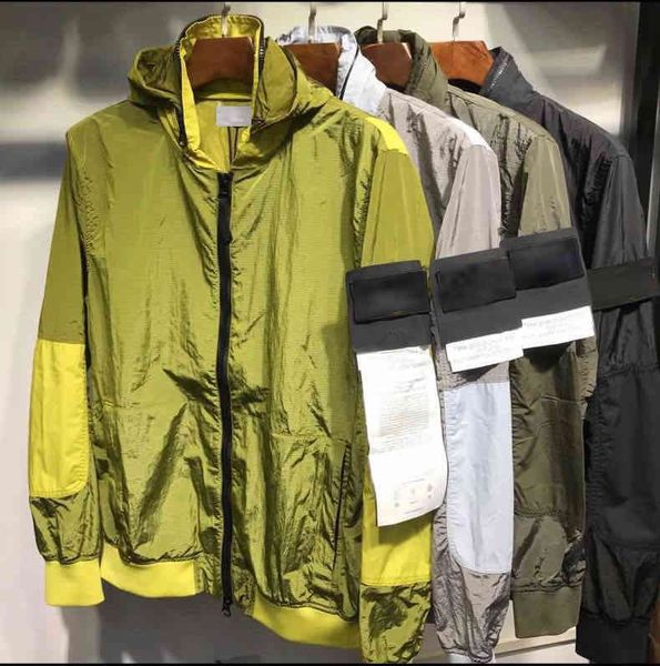 

the men air hooded jacket windbreaker zipper hoodies patchwork jackets stone running sports hoody jogger casual island coat e2a0, Black;brown