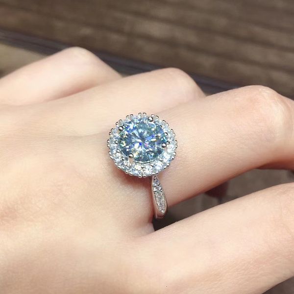 

korean temperament round imitation mosangshi open female proposal wedding ring, Silver