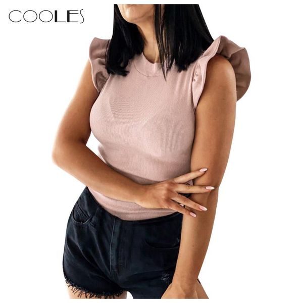 

women's summer round neck solid color ruffled puff sleeve short t-shirt cotton girl casual blouse blouses & shirts, White