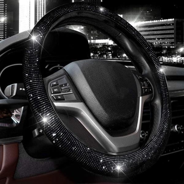 

steering wheel covers accessory car cover black crystal for 37-38cm rhinestones
