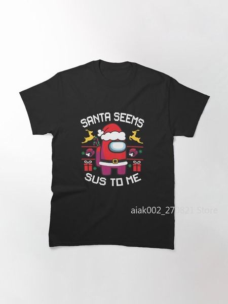 

men's t-shirts santa seems sus to me v.2 classic t-shirt, White;black