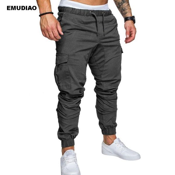 

men's pants streetwear harem solid man long hip joggers 2021 casual male trousers multi-pocket sweatpants, Black