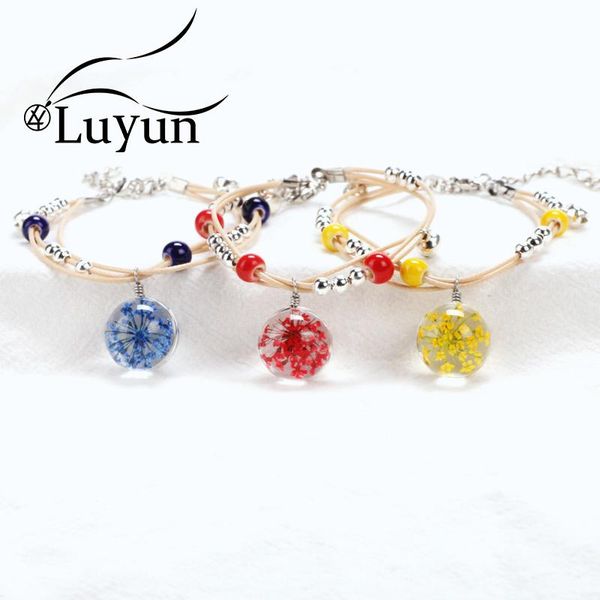 

link, chain luyun 2021 dried flower glass beads for bracelet boho adjustable weave women bracelets wholesale, Black