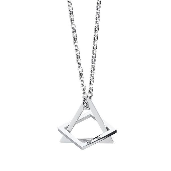 

triangle necklace for men stainless steel hiphop long chain silver color womans geometric stacking jewelry pendant necklaces
