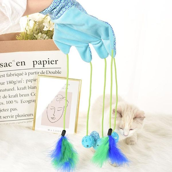 

cat toys cartoon doll toy indoor durable training gloves interactive teaser glove with bell balls for kitty catching game