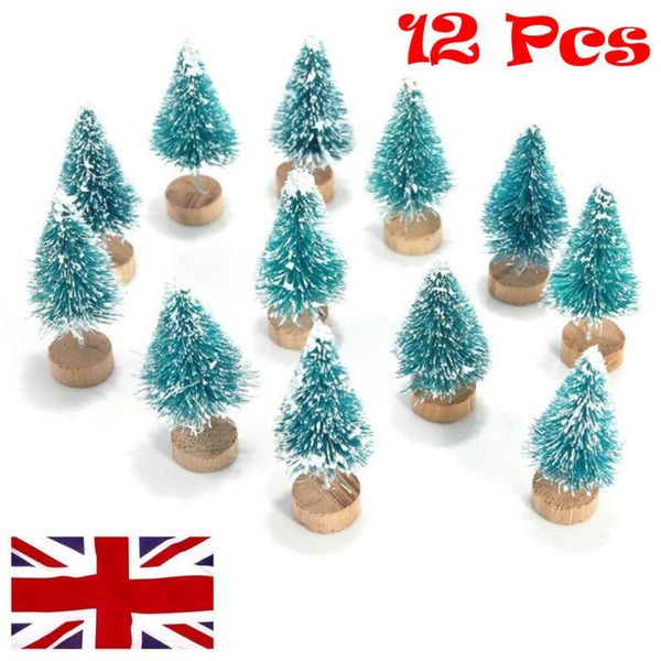 

christmas decorations 2021 12pcs mini tree year snow frost small pine diy craft deskdecoration ornaments party