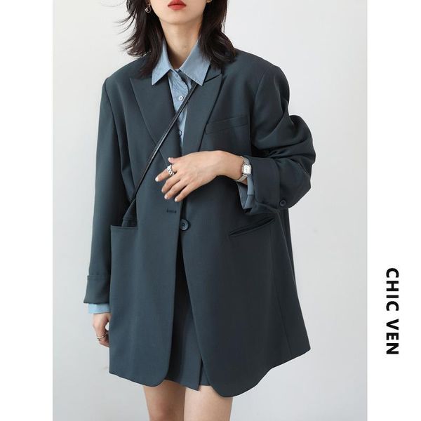 

women's suits & blazers casual wide shoulder letter webbing one button loose suit coat autumn, White;black