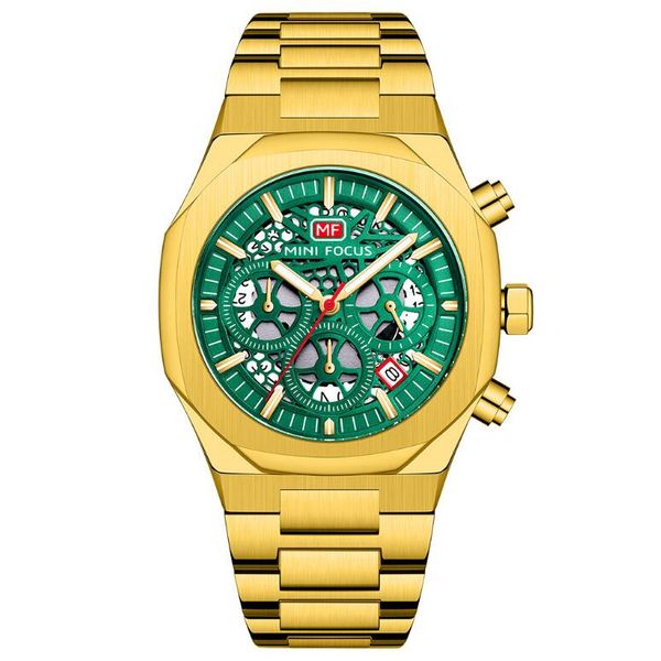 

men's stainless steel quartz chronograph watch, Slivery;brown