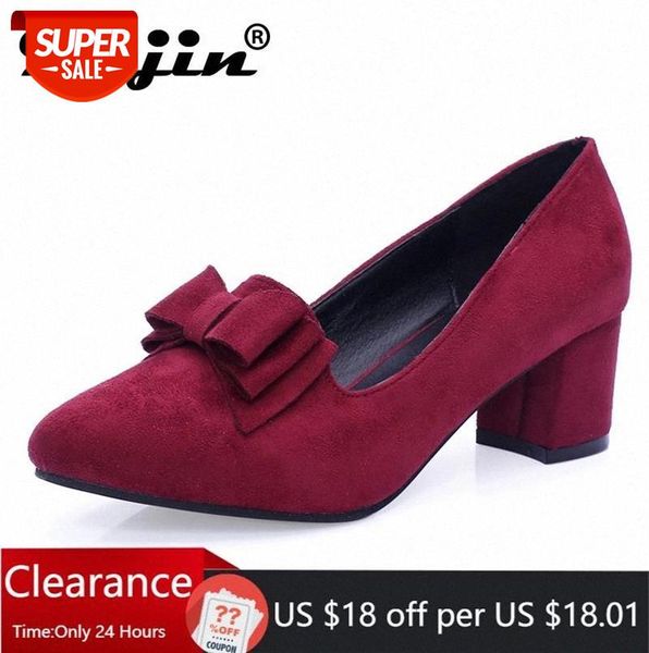 

2021 slipony brand big size women spring shoes bow square shoe heel female ladies party with slip on pumps #hq8p, Black