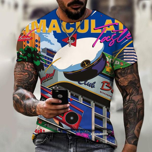 

men's t-shirts anime manga illustration 3d printing t-shirt joint hip hop cool trend male oversize loose version s-6xl, White;black