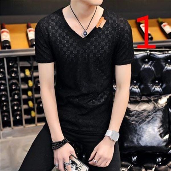 

men's t-shirts ice silk short-sleeved t-shirt male trend korean version of the self-cultivation round neck tide brand solid color x887, White;black