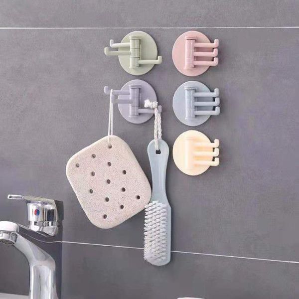

hooks & rails rotatable seamless adhesive hook strong bearing stick kitchen wall hanger bathroom supplies