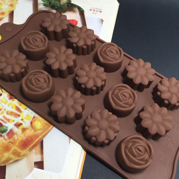 

cavity silicone flower rose chocolate cake soap mold baking ice tray mould diy tool kitchen accessories #38 craft tools