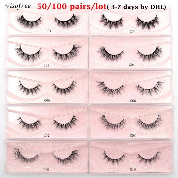

false eyelashes wholesale mink dhl 50/100pairs visolashes 3d natural makeup in bulk