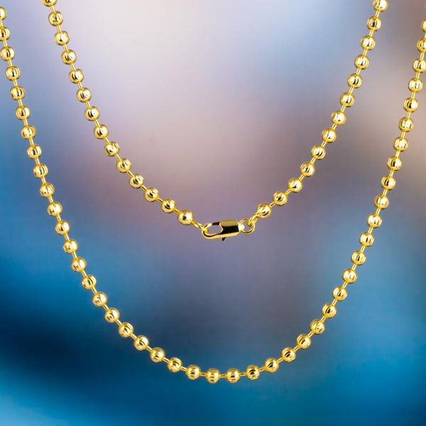 

3mm brass gold hip hop jewelry necklace ball chain chains, Silver
