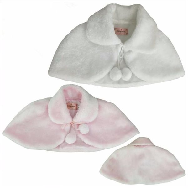 

winter girls poncho formal wedding party flower girl faux fur wraps coat ivory pink white kids fall jackets, Blue;gray