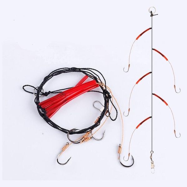 

fishing hooks string hook 2pcs/lot 5# 6# 7# 8# 9# 10# 11# 12# 13# 14# high carbon steel with 5 small rigs swivel sea tackle