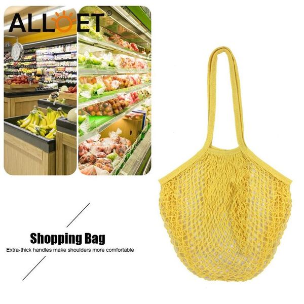 

storage bags reusable cotton mesh string bag washable vegetable fruit organic grocery organizer hollow handbag short handle net shopping