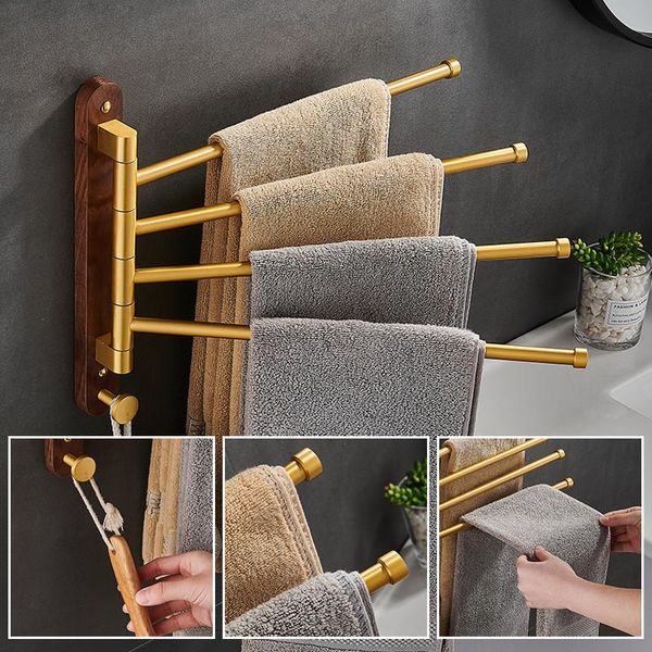 

towel racks q35 neylend swivel hanger brushed gold wood+aluminium bar wall mounted folding rail rack bathroom hardware