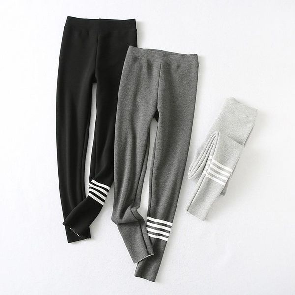 

women's pants & capris women 2022 fashion fleece padded tight-fitting warm leggings winter for high waist female trousers streetwear, Black;white