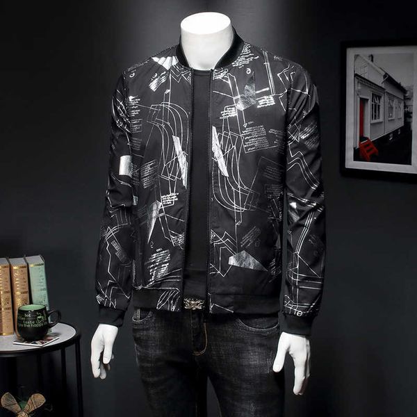 

fashion printing bomber jacket men casual slim men jackets and coats formal business windbreaker streetwear male clothing m-5xl 210527, Black;brown