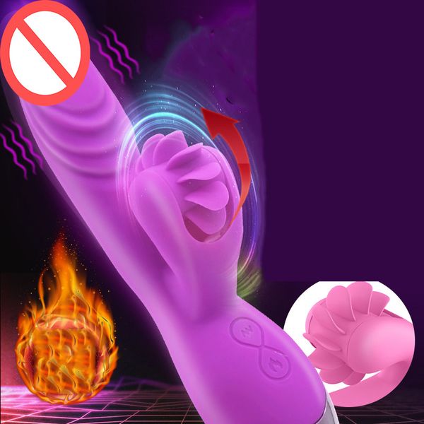 Взрослый фаллоимитатор вибратор киска лизнуть вибрационный массажер G Spot Clitoris стимулятор массаж палка Поддельный пенис перезаряйте магическое палочка для взрослых секс -игрушка Valentine Gift ZL0088