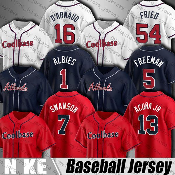 

13 ronald acuna jr freddie an baseball jersey dansby swanson ozzie albies jerseys dale murphy marcell ozuna jorge soler heredia morton joc p, Black;red