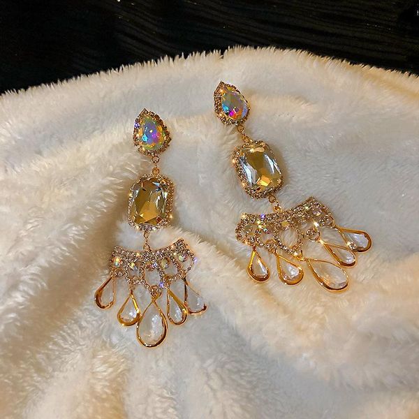 

dangle & chandelier luxury exquisite shiny 925 silver needle drop crystal full diamond long studded earrings for women party dating banquet
