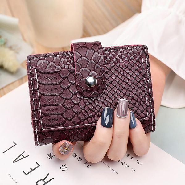 

card holders serpentine holder wallet women fashion pu leather cardholder purse id hasp closure 26 bits, Brown;gray