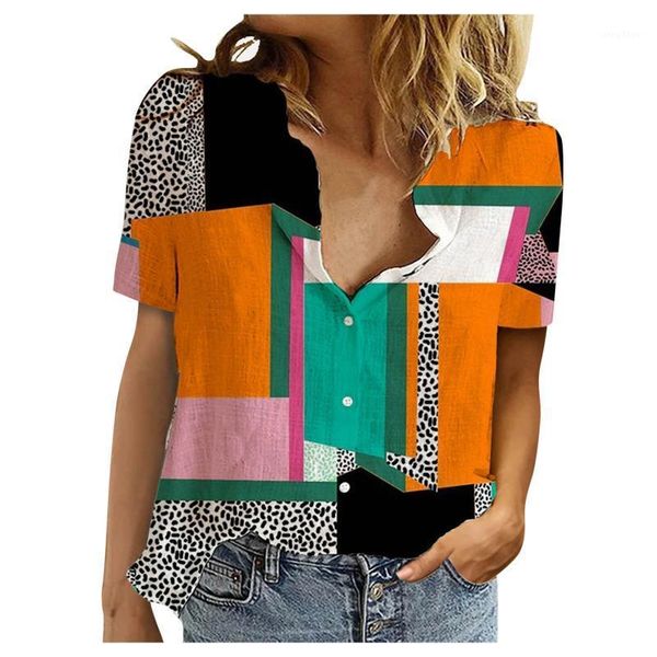 

women's blouses & shirts blouse casual plus size printed vintage loose button tunic shirt harajuku for women fashion mujer camisetas, White