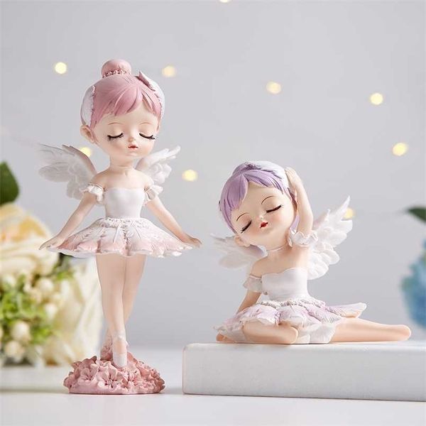 Angel Annie Figurines Fada jardim miniaturas resina ornamentos menina elfo estátua casa decoração decoração decoração presentes de aniversário 211105