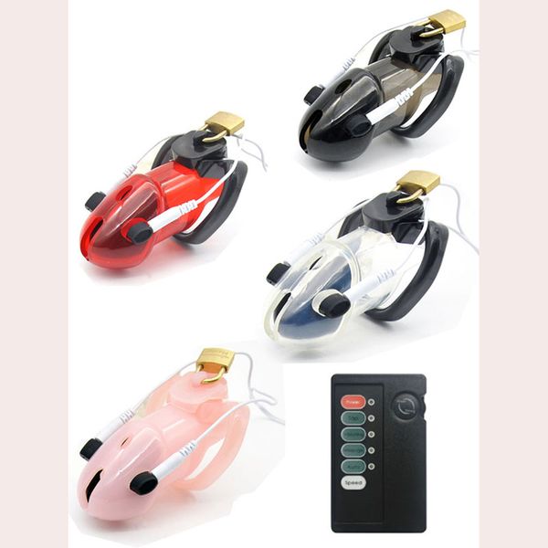 Electro Choque Dispositivos de Chastity PU Plástico 3 Tamanho Cock Anel BDSM Bondage Erótico Estimular brinquedos sexuais para homens