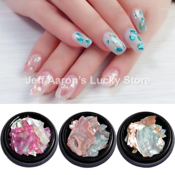 

natural colorful pearl light nail sea shell slices particle crushed manicure set thin art glitter decoration tool1, Silver;gold