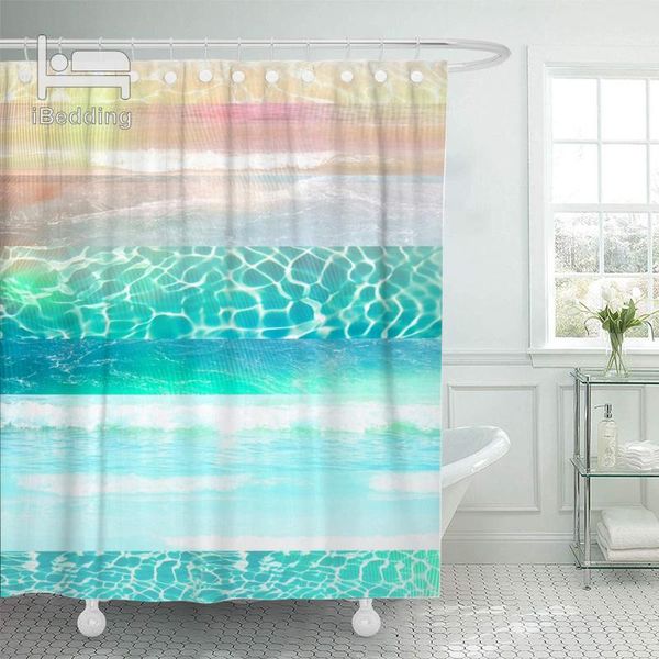

shower curtains clear lake waves curtain bathroom waterproof bath home decor with hooks drop
