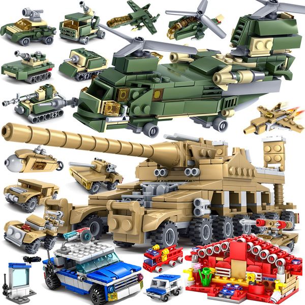 

Kazi Military Vehicles WW2 Germany Tank Building Blocks army 16 in 1 SWAT Police city Fire Station compatible