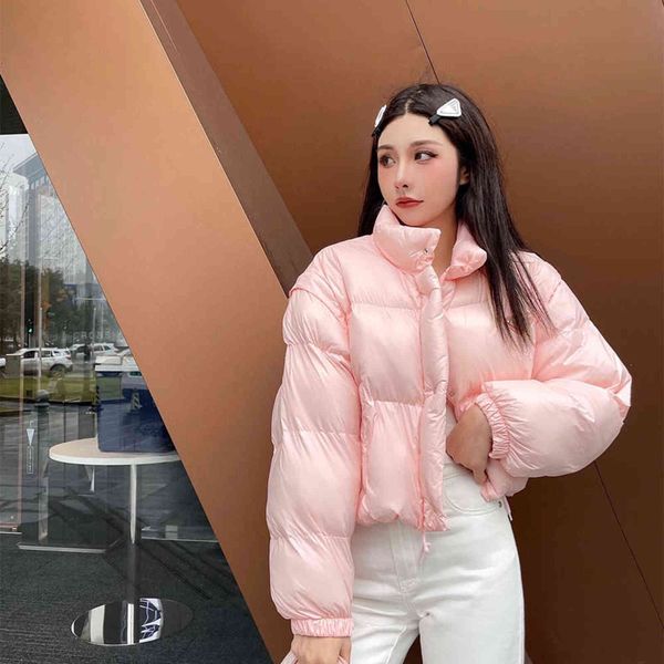 

women's down jacket luxury brand design 1:1 winter coat female solid letter print sweet csual down padded, Black
