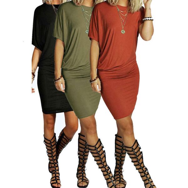 

casual dresses summer short sve buttock mini mid length drs, Black;gray