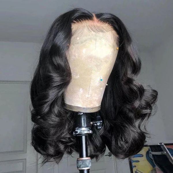 

body wave hd short bob wig 13x4 lace front human hair brazilian remy 4x4 closure loose pre plucked 180 250 density frontal wigs, Black;brown