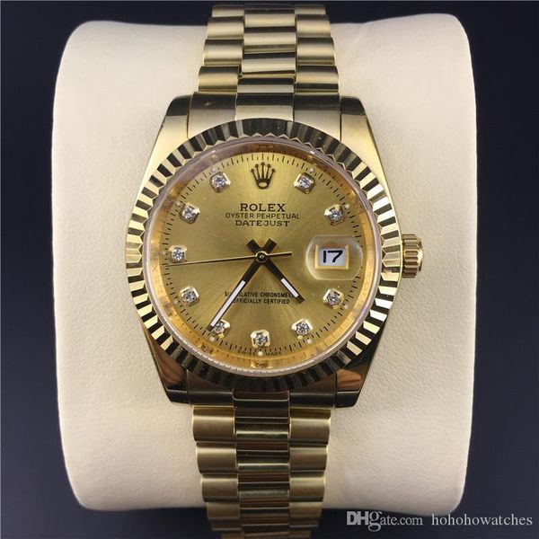 

r luxury gold watch mens watches fashion dress datejust multi-color dial designer stainless steel movement automatic calendar, Slivery;brown