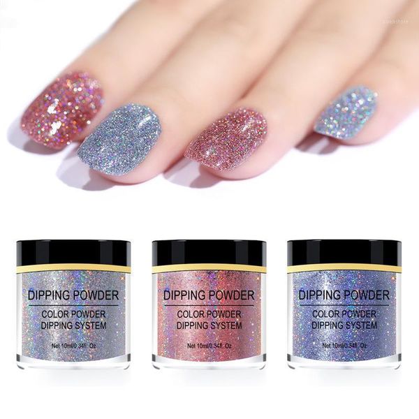

nail dipping powder 1 jar dip holographic, 12 colors holographic art chrome pigment dust,y671, Silver;gold