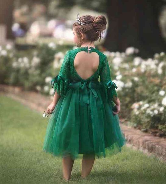 

flowers backless baby girls girl dresses green red horn sleeve christmas european robe princesse enfant fille for kids, Red;yellow