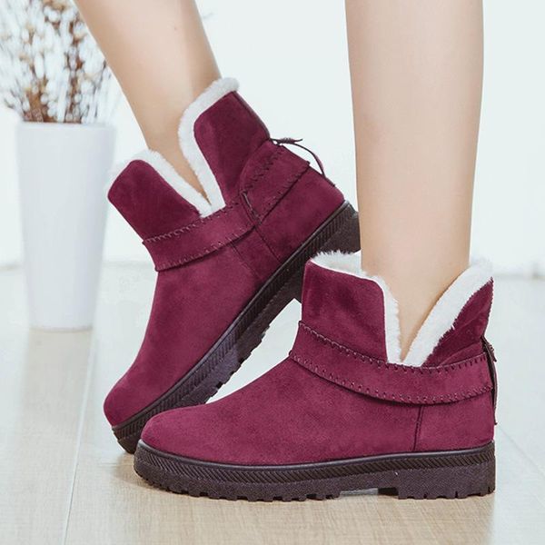 

fur one snow boots female large size short tube winter foreign trade ladies short plus cotton boot, Black