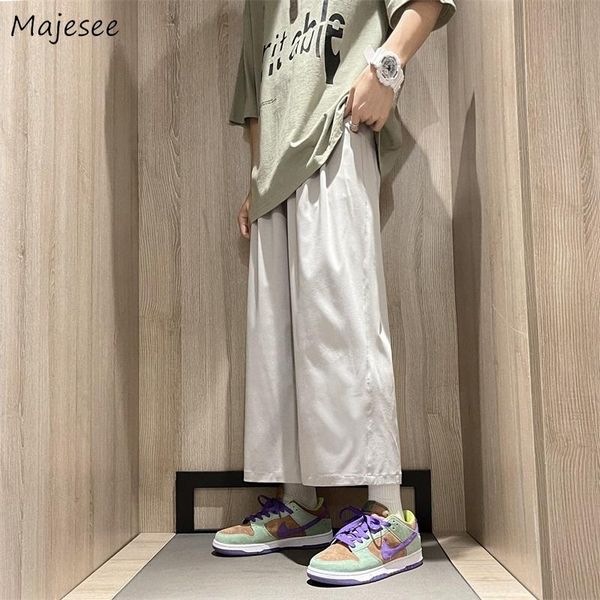 

men's pants men casual spring basic solid straight baggy ins fashion simple trousers male ankle-length bottoms teen streetwear, Black