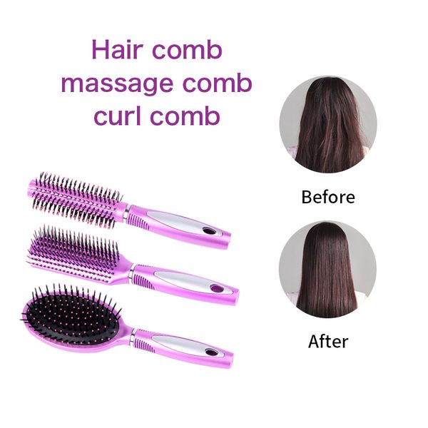 

salon hairdressing styling makeup tools 3 shapes hair comb scalp massage comb hair brush bristle& women wet curly hair brush for, Silver