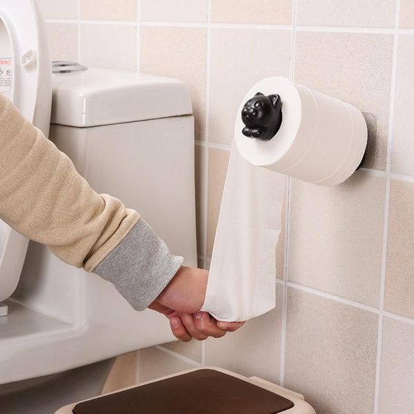 

bathroom storage & organization lovely cat toilet paper holder kitchen roll towel tissue rack adhesive wall sticker organizer hanger