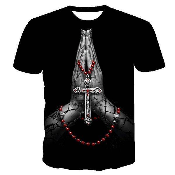 

men's t-shirts jesus christ cross 3d printed t-shirt summer casual all-match fashion short-sleeved oversized round neck streetwear, White;black