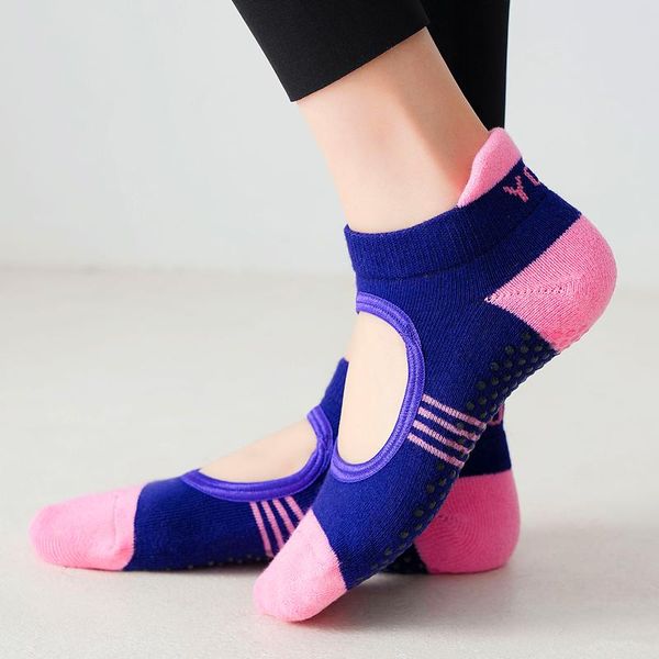 Sports Socks Mulheres Pilates Backless Towel Bottom Bottom Anti -Slip Yoga Cotton Ballet Dança para Fitness Gymsports