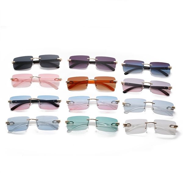 

80% off store online ins wind net red new women's sunglasses men's sunglasses square frameless gold sun visors4526, White;black