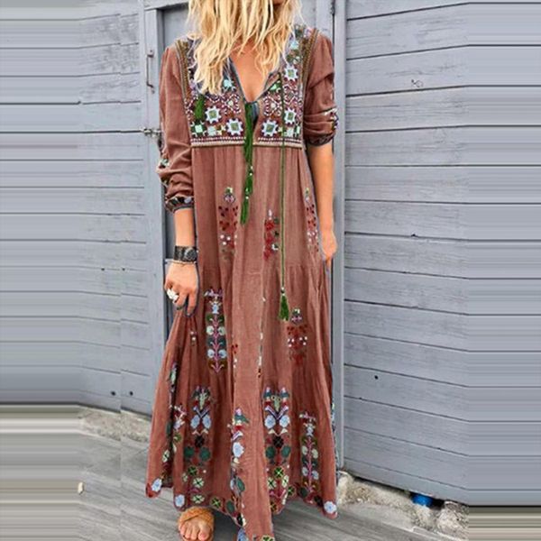 

floral splicing casual drawcord lace women dress up long sleeve maxi for longue sukienka, Black;gray